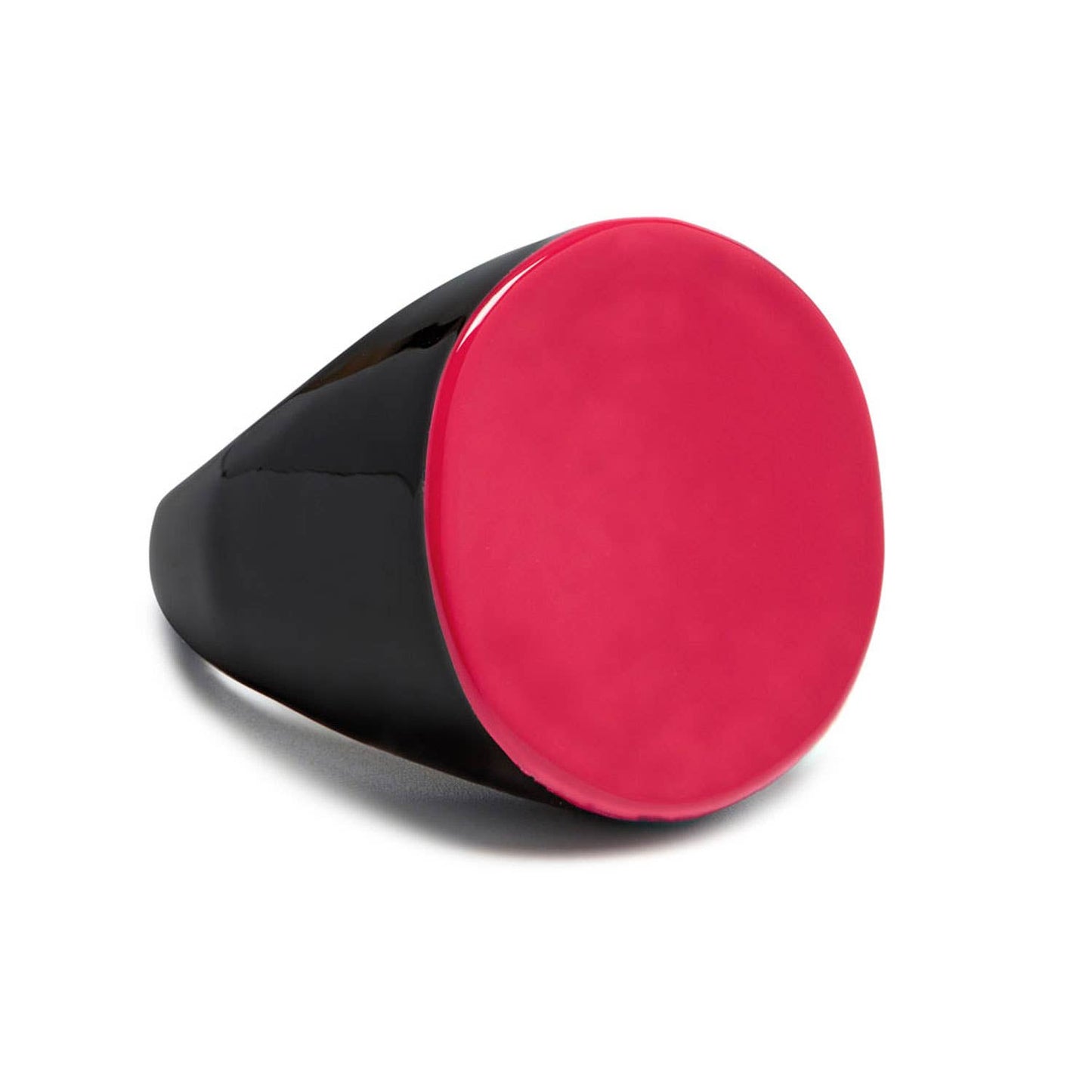 Round magenta and black natural horn ring
