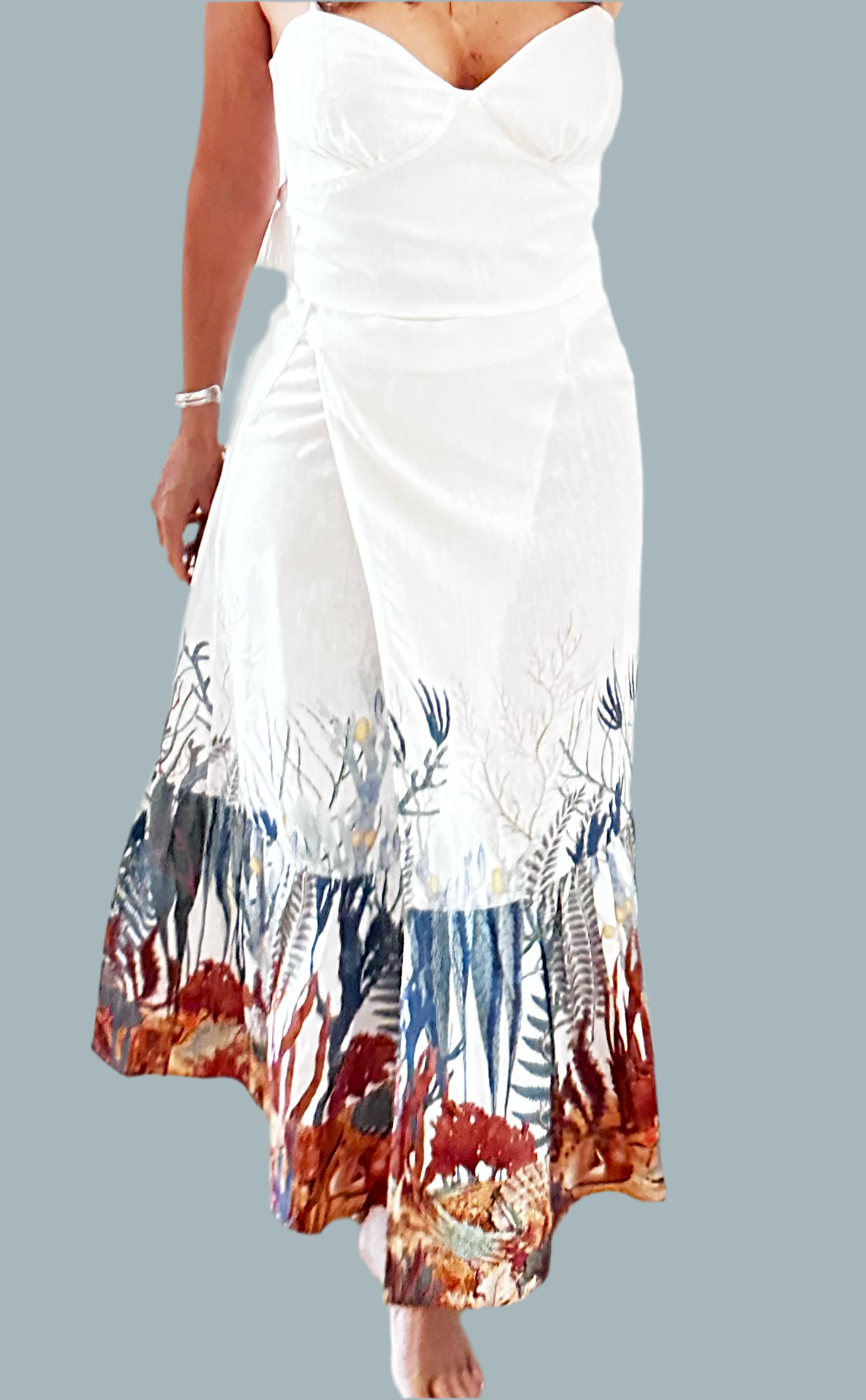 Solange M. Ibiray Linen Wrap skirt with ruffle. S-Mode