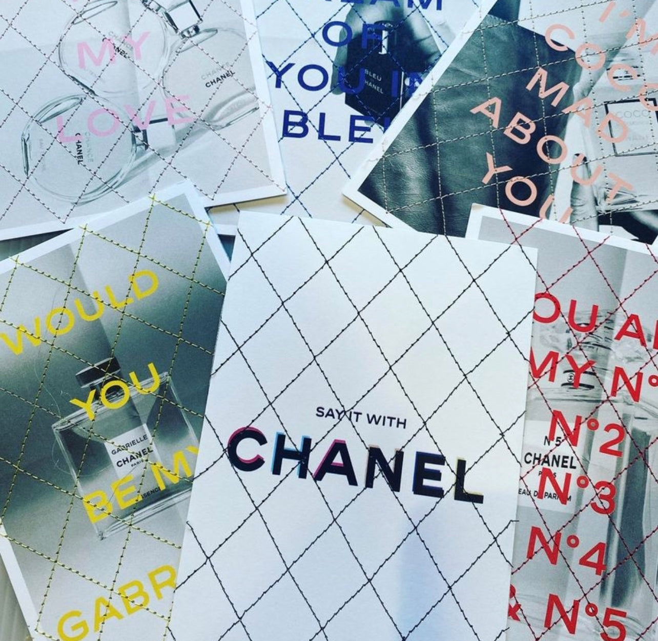 Custom embroidered Limited Edition Chanel Perfume Card Artboxes