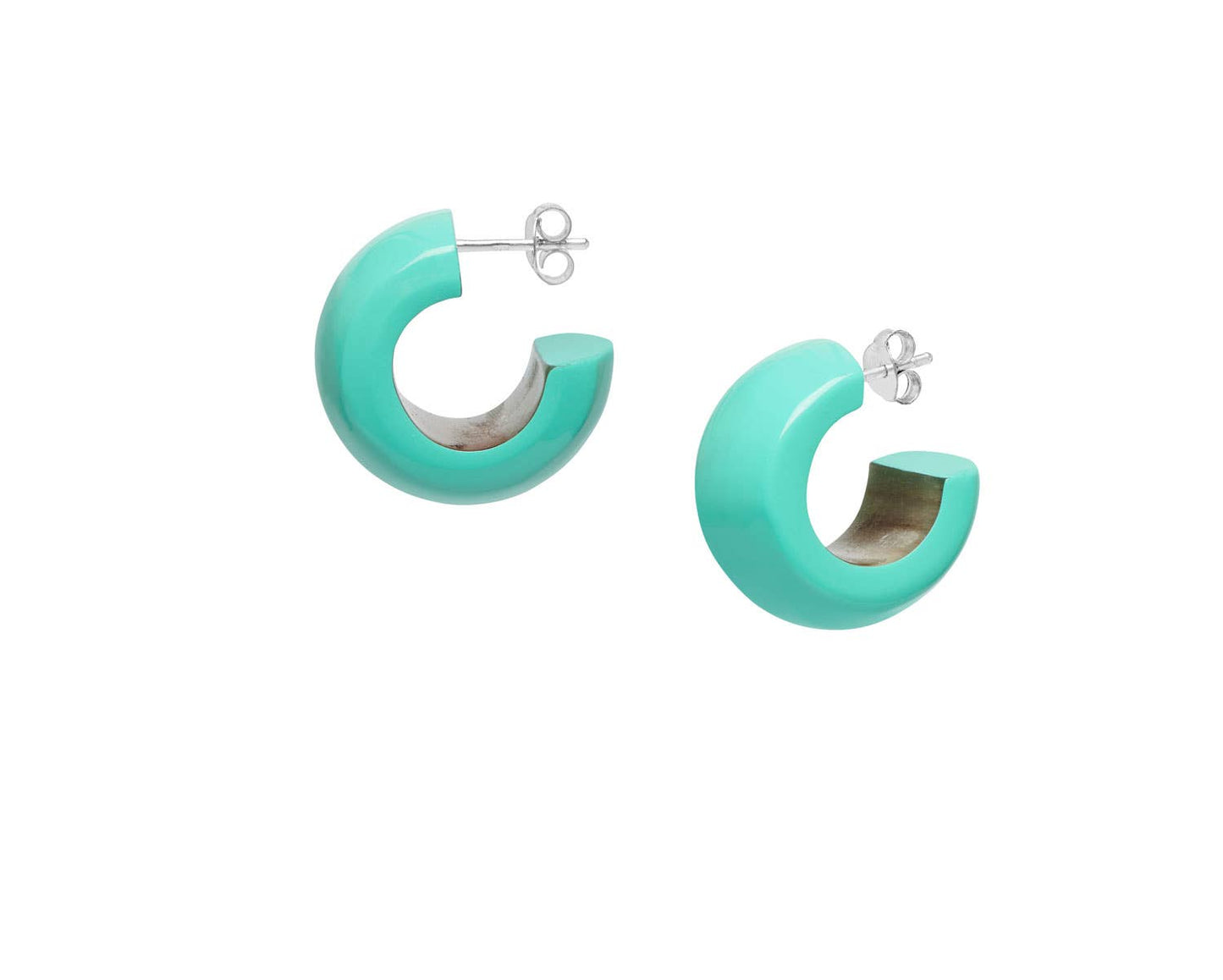 Small Aquamarine rounded hoop earrings