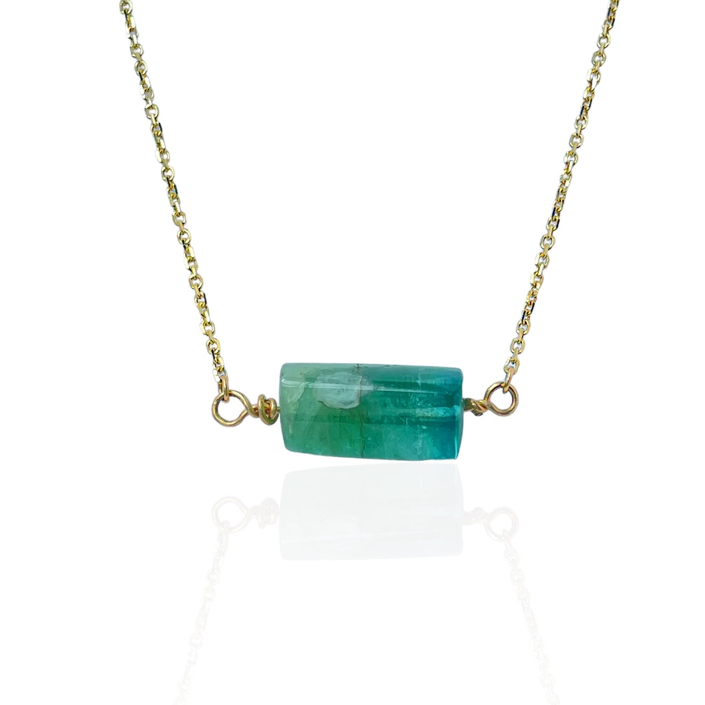R.W. 14kt yellow gold Solo Blue/Green Tourmaline Necklace