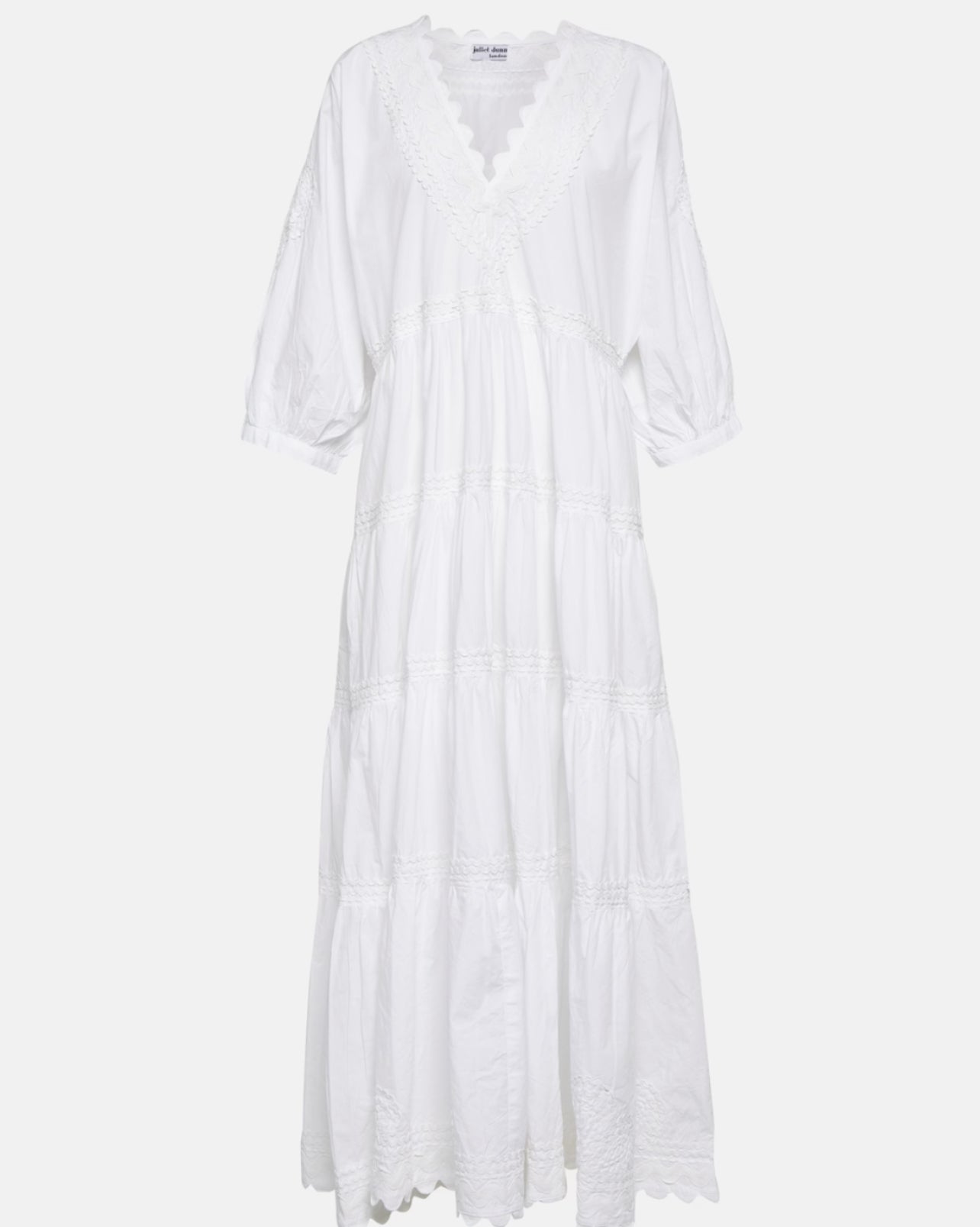 Juliet Dunn white poplin cotton maxi