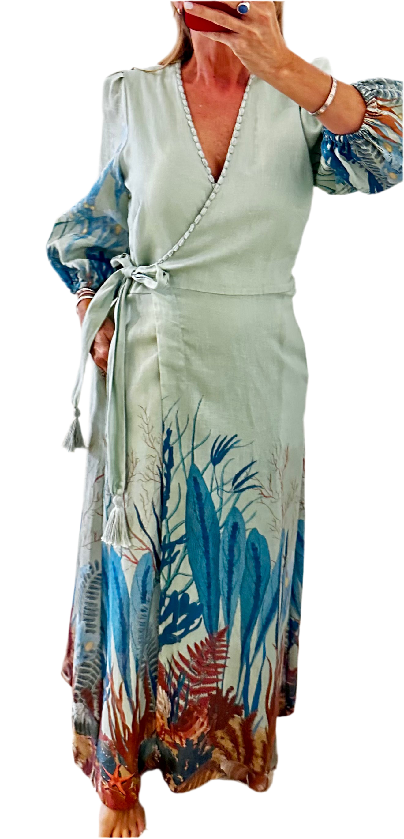 Solange M. S-Mode Ibiray Linen Wrap Dress in Aqua S-Mode