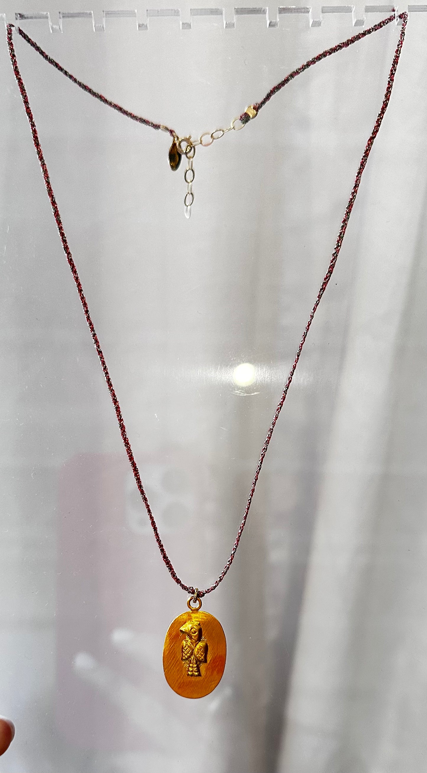 By Johanna lurex braid necklace with bird medal