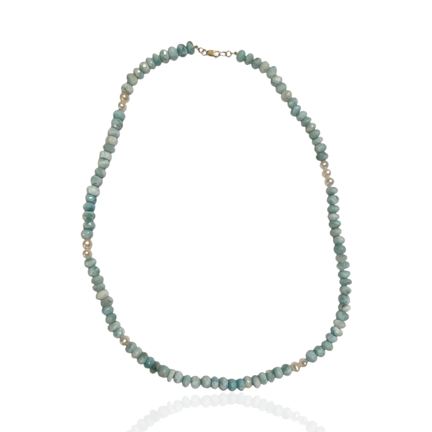 Larimar & Pearl Necklace 20"-RW