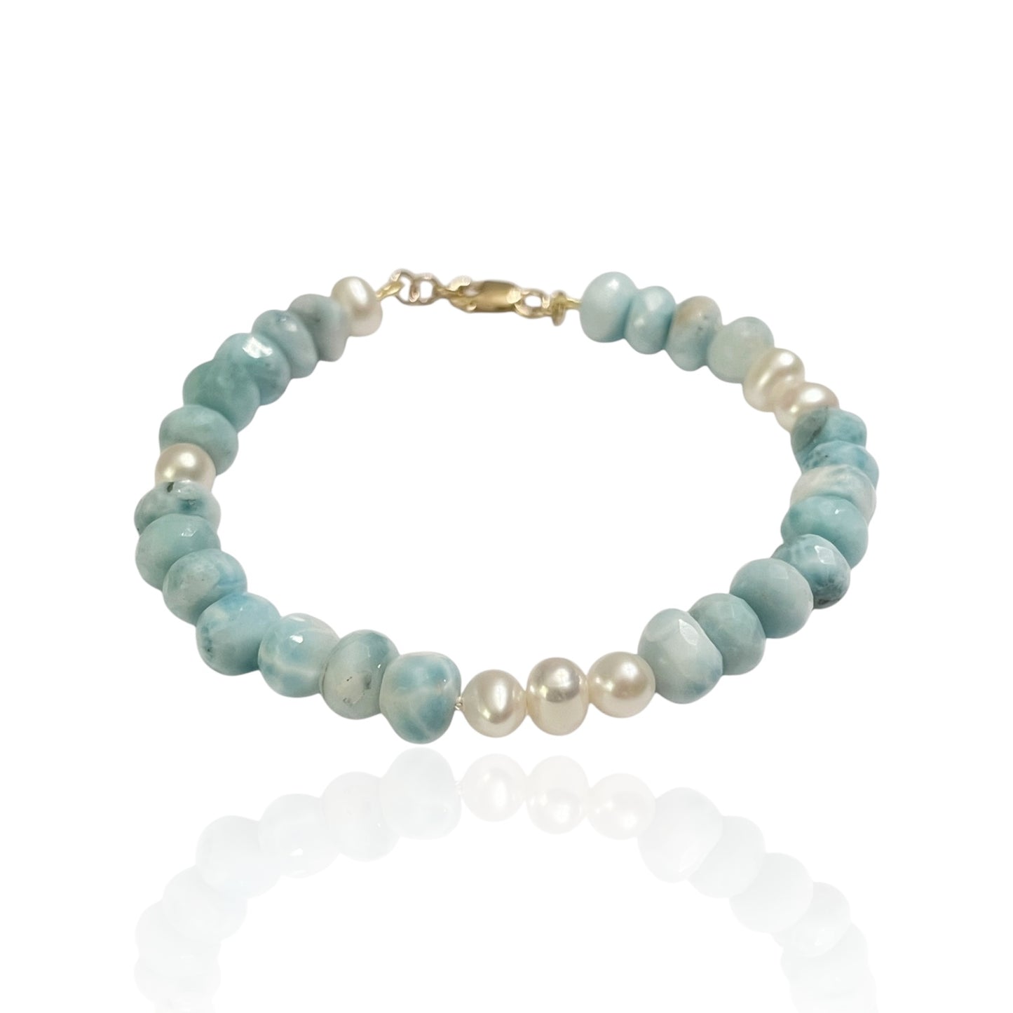 Larimar & Pearl Bracelet 7"-RW
