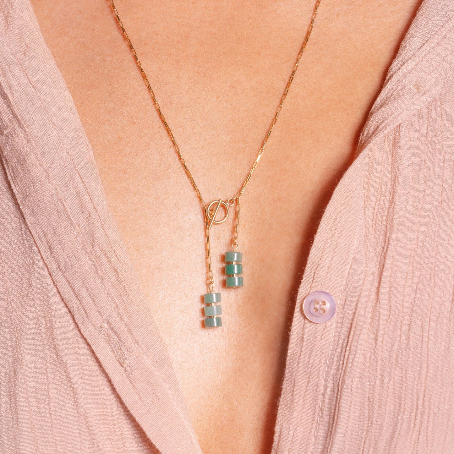 Aventurine Beaded Toggle Necklace