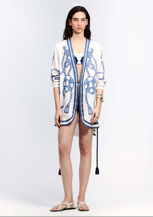 Yukio Short Linen Robe/Coverup