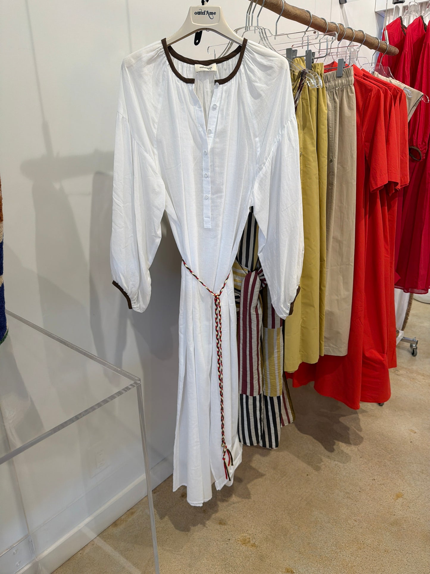 Ottad’Ame Belted Poplin Dress white