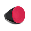 Round magenta and black natural horn ring