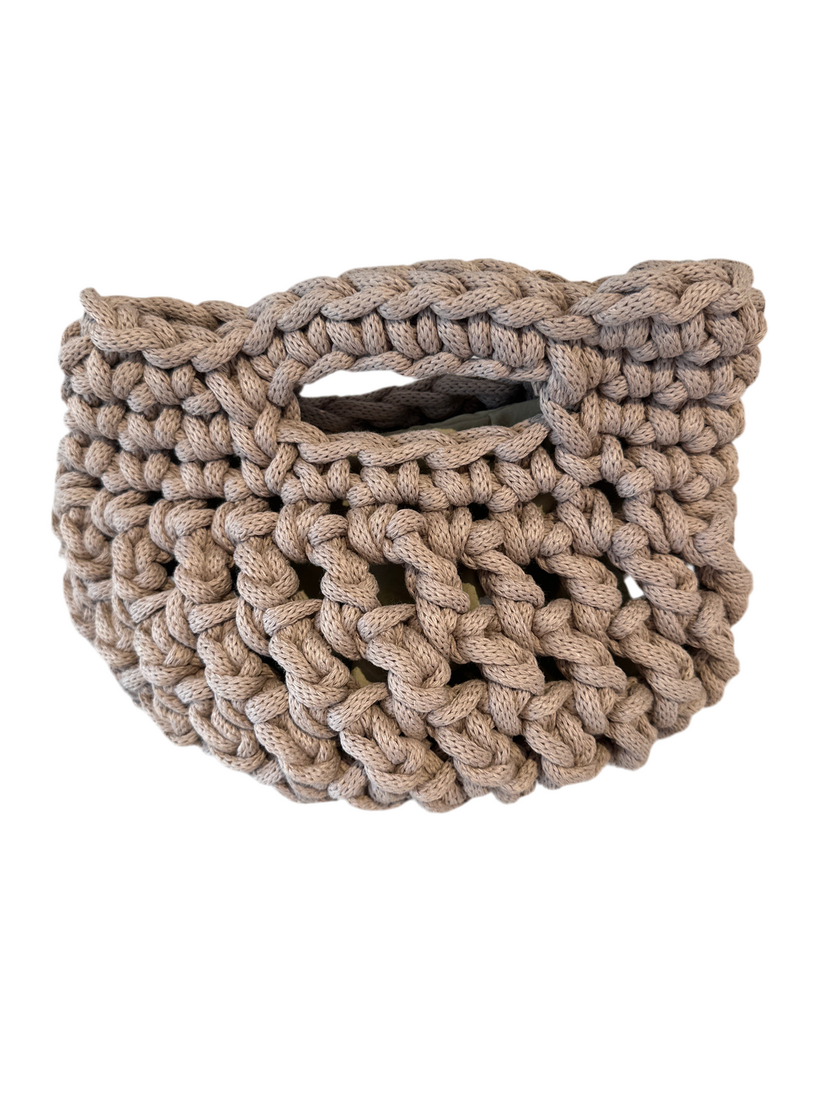 Crocheted Cotton Rope Handbag -Beige