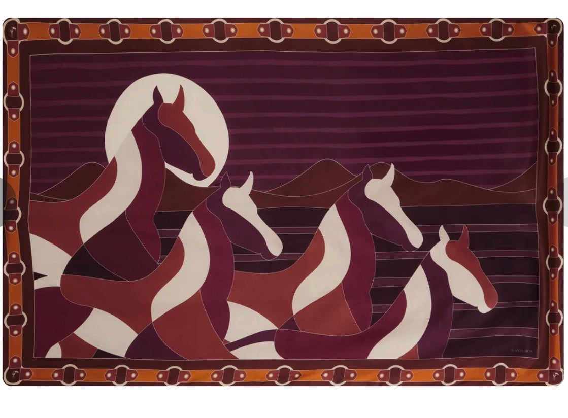 Juan De Dios de la Falaise Silk Sarong Skirt-Purple Horses