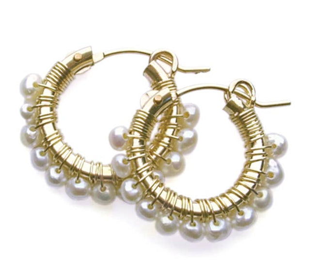 Wrap Hoop - White Pearl Earrings