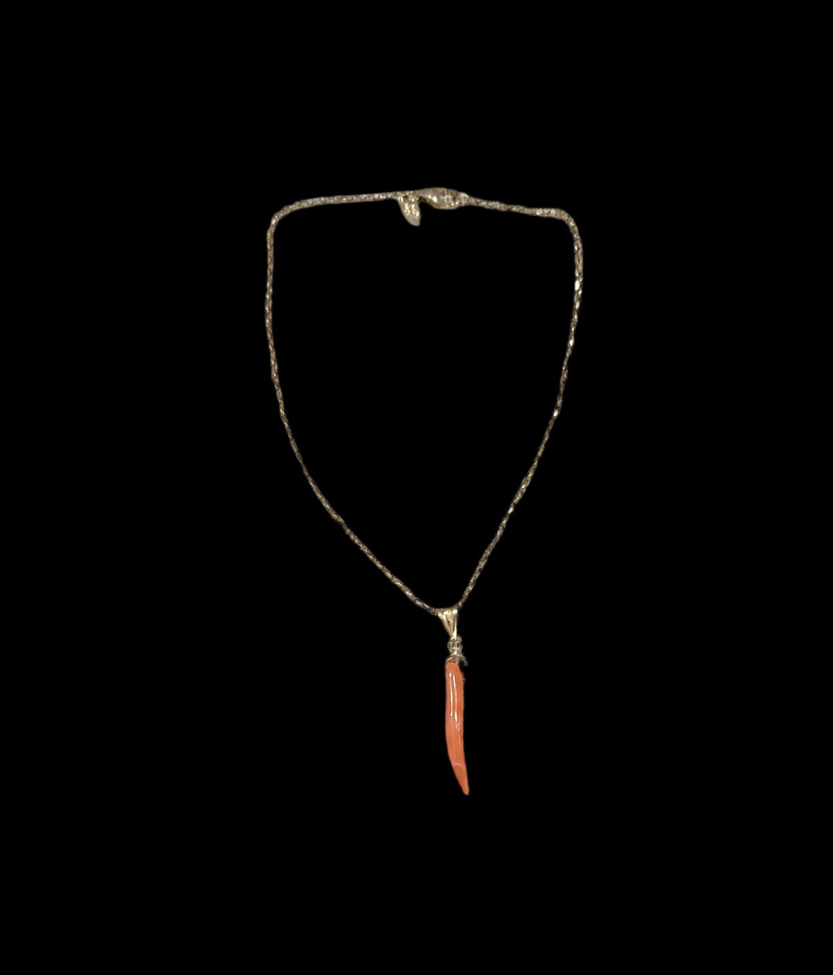 Theas Collection- 18 Karat Gold Baby Cable Chain Bracelet with Coral Horn-