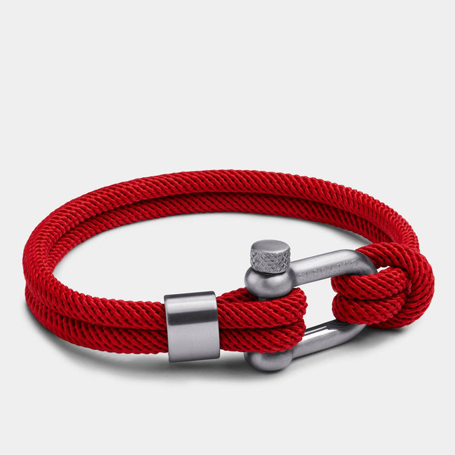 Alchor Platinum Red Brushed Bracelet