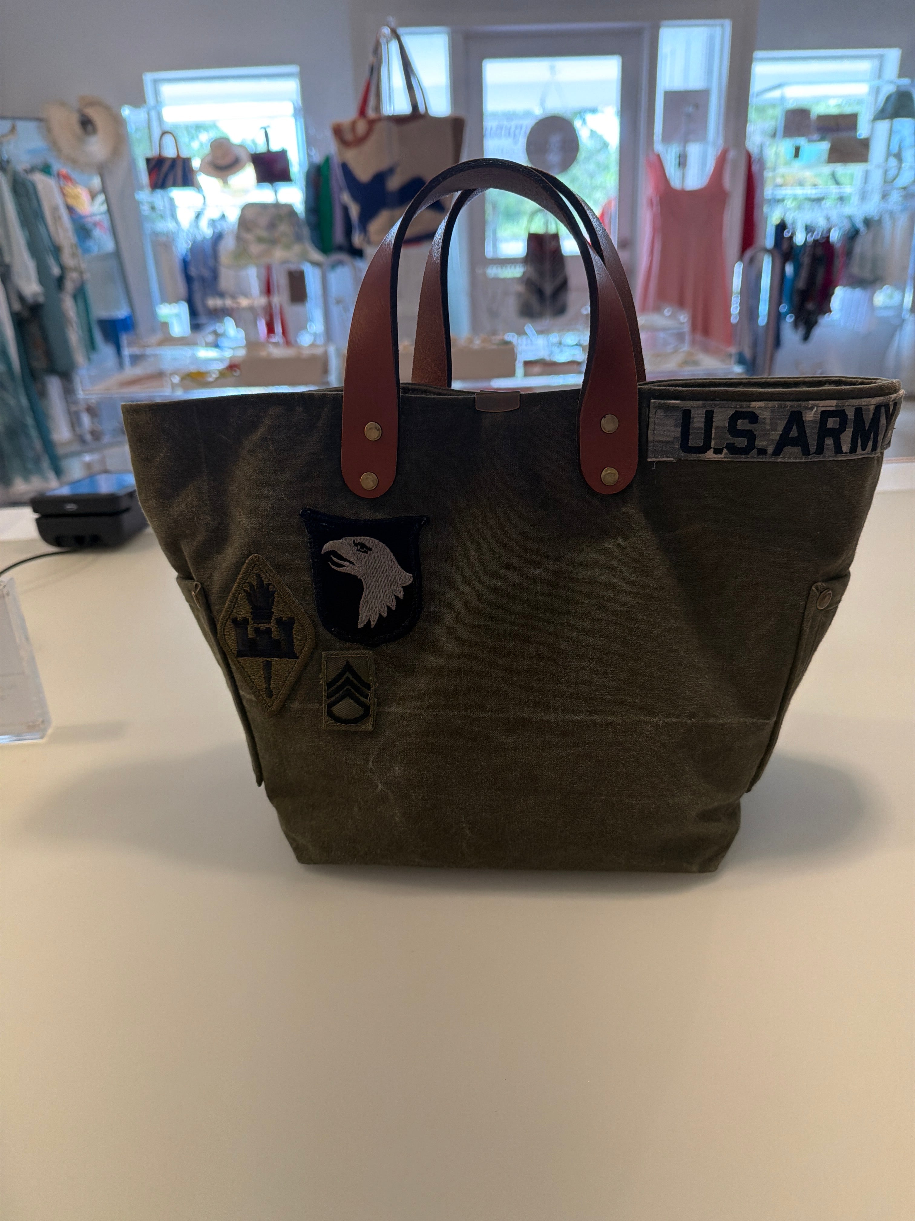 Reclaimed Petite Military tote