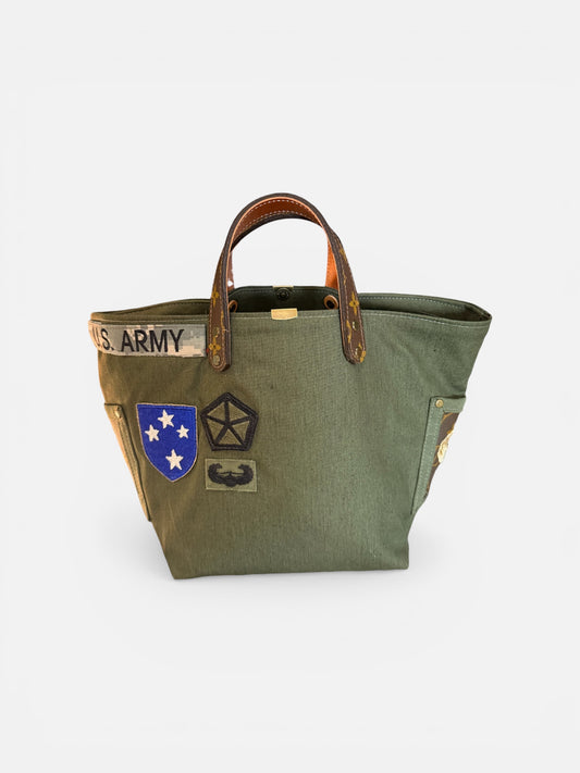 Lady Cuir-Reclaimed Petite Military tote