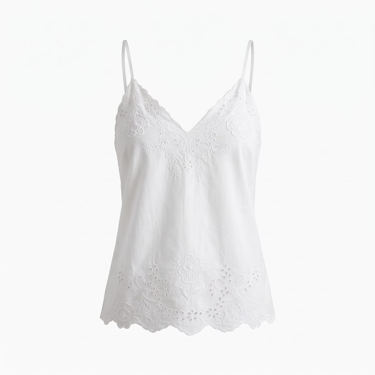 Juliet Dunn Poplin Embroidered Top White