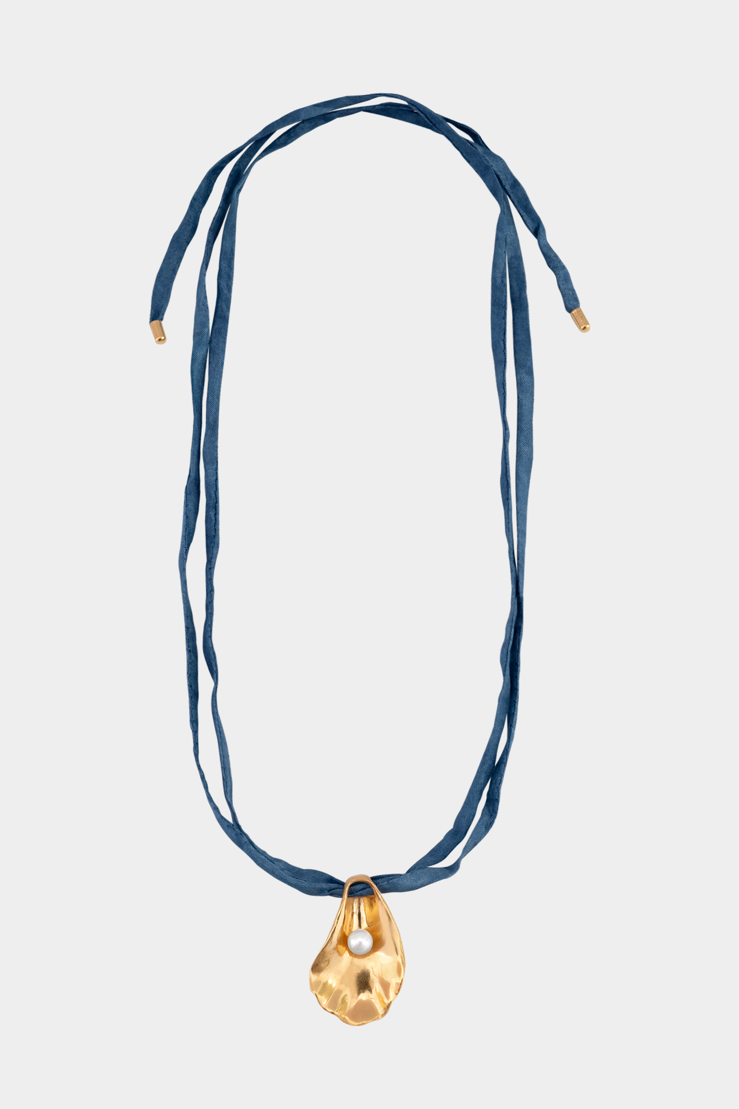 Oyster Shell Necklace on Raw Silk