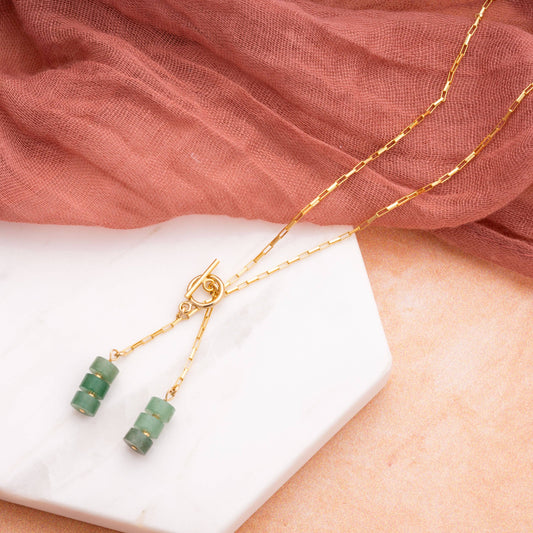 Aventurine Beaded Toggle Necklace
