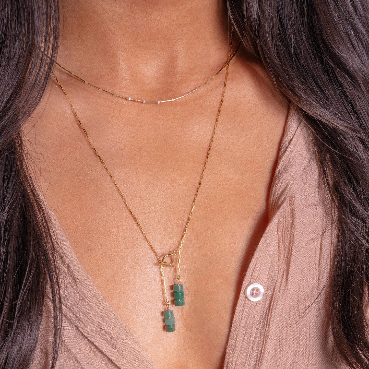 Aventurine Beaded Toggle Necklace