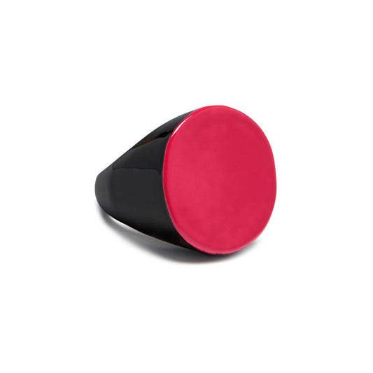 Round magenta and black natural horn ring
