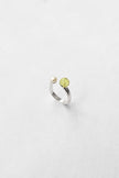 Kara Yoo -Open Ring in Lemon Green Quartz + Pearl
