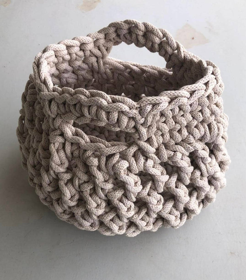Crocheted Rope Cotton Handbag - Creme