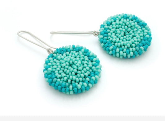 Claudia Fajardo Round Woven Earrings-Turquoise