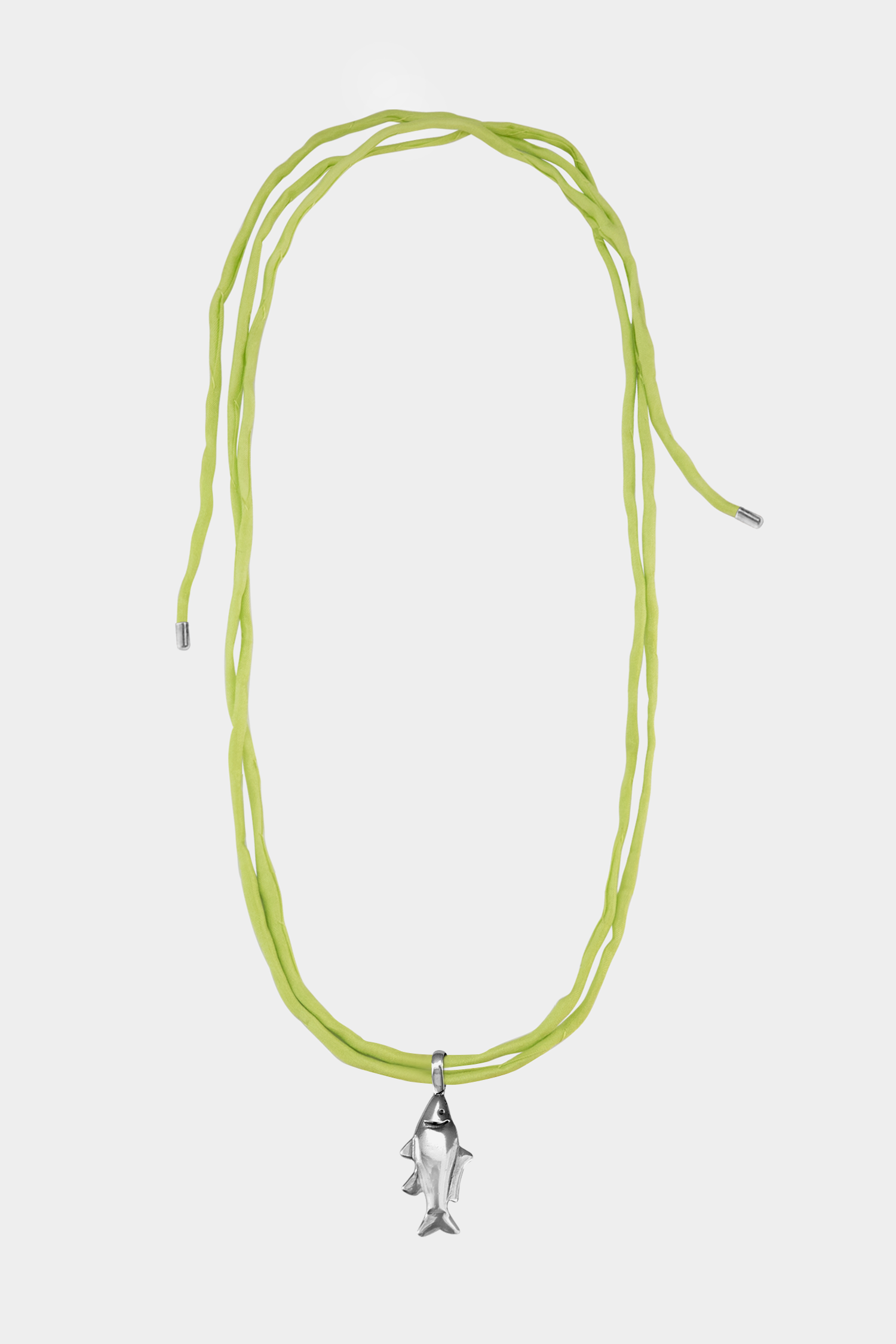 Lucky Fish on Raw Silk necklace
