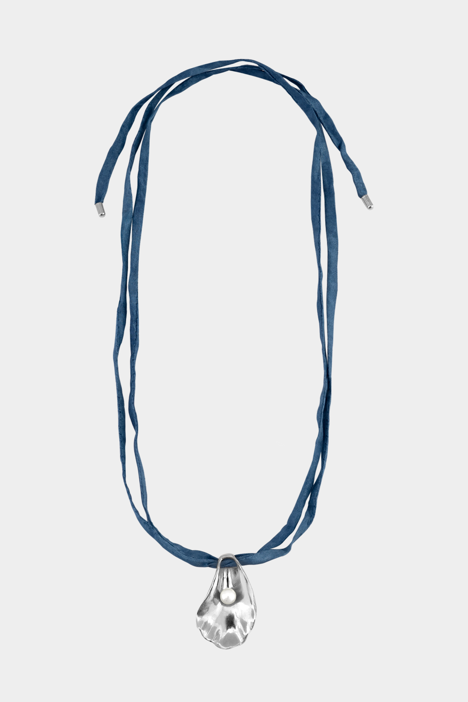 Oyster Shell Necklace on Raw Silk