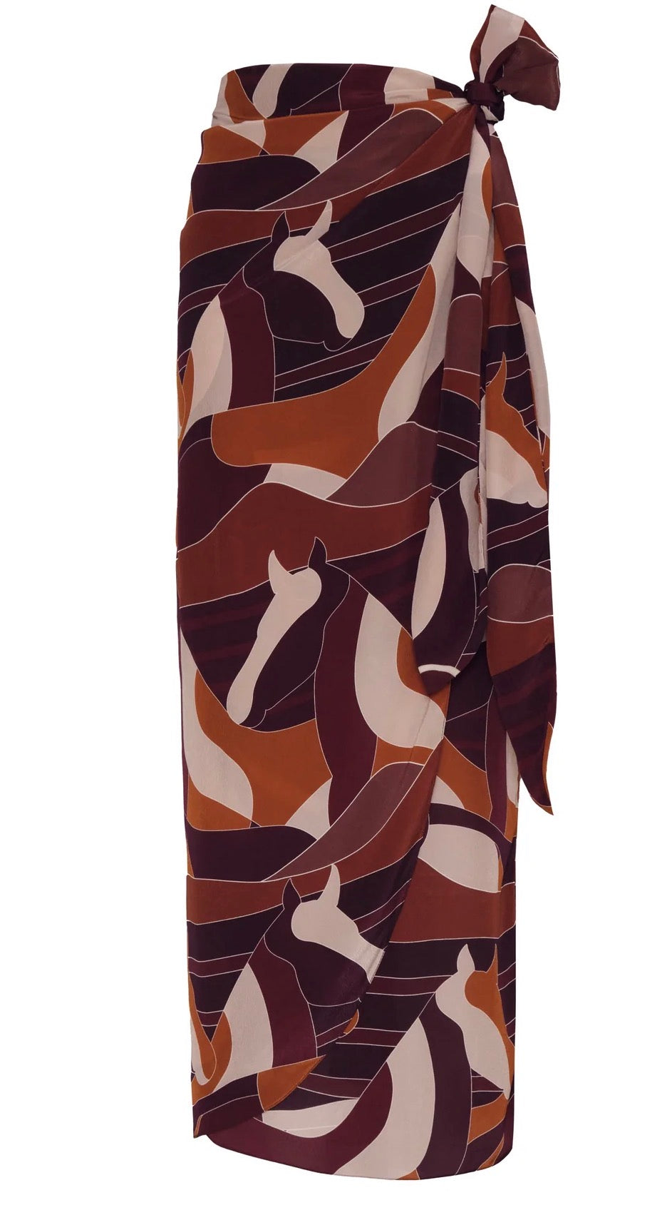 Juan de Dios Mapara Crepe Chine Skirt-Purple Horses