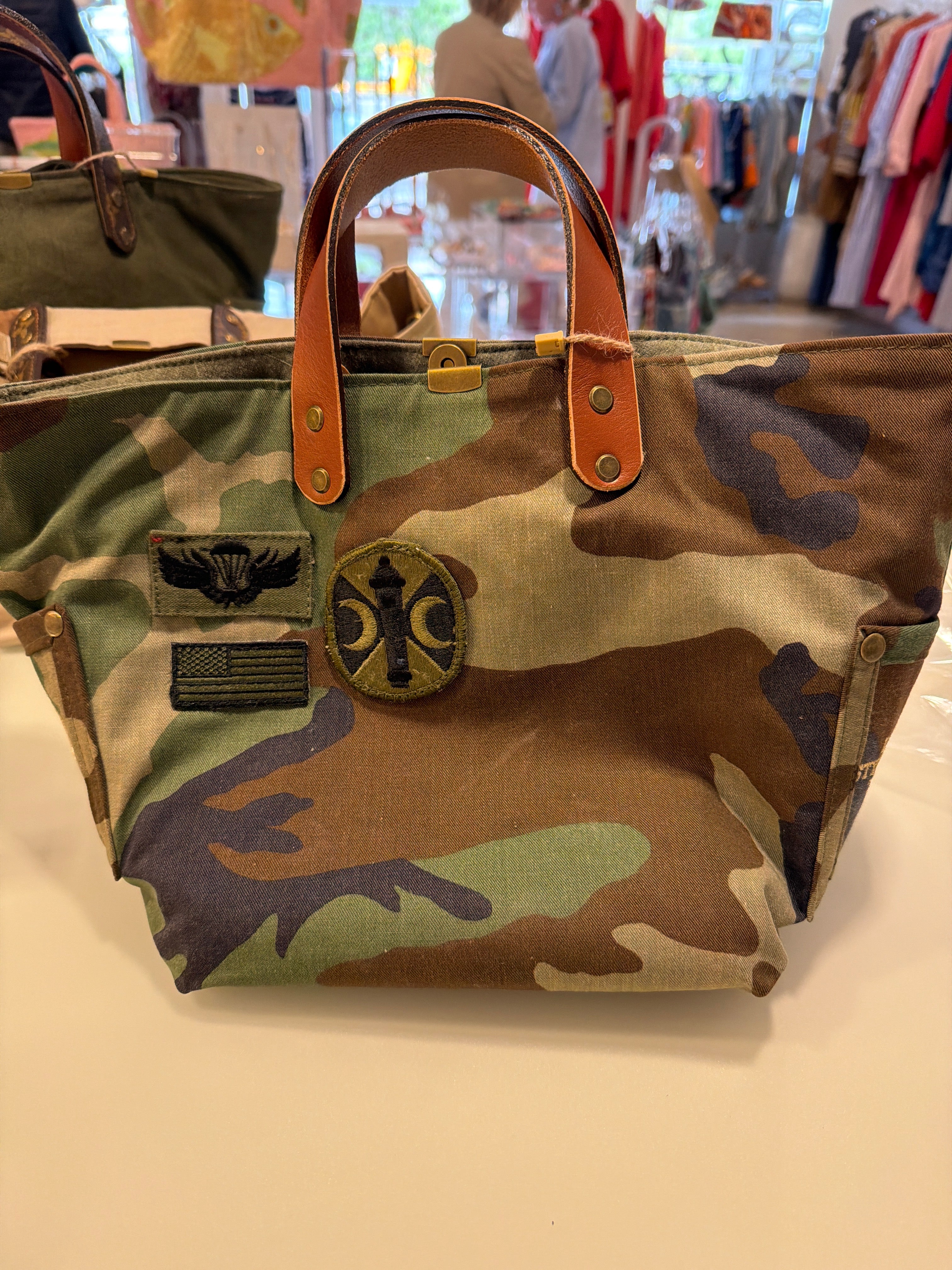 Reclaimed Petite Military tote