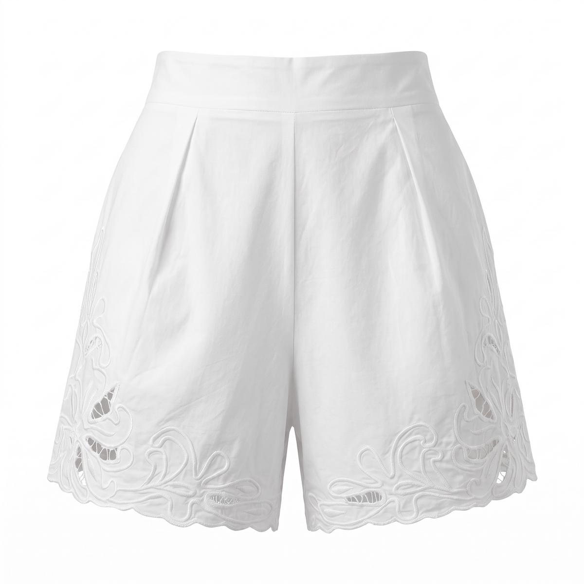Juliet Dunn Embroidered Cotton Poplin Shorts