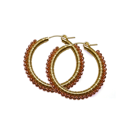 Medium Signature Wrap Hoops - 14k gold fill/Rose Gold Bead