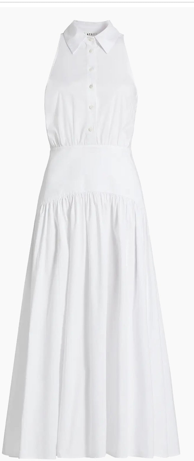 Staud Romy Stretch Poplin Fit & Flare Shirtdress