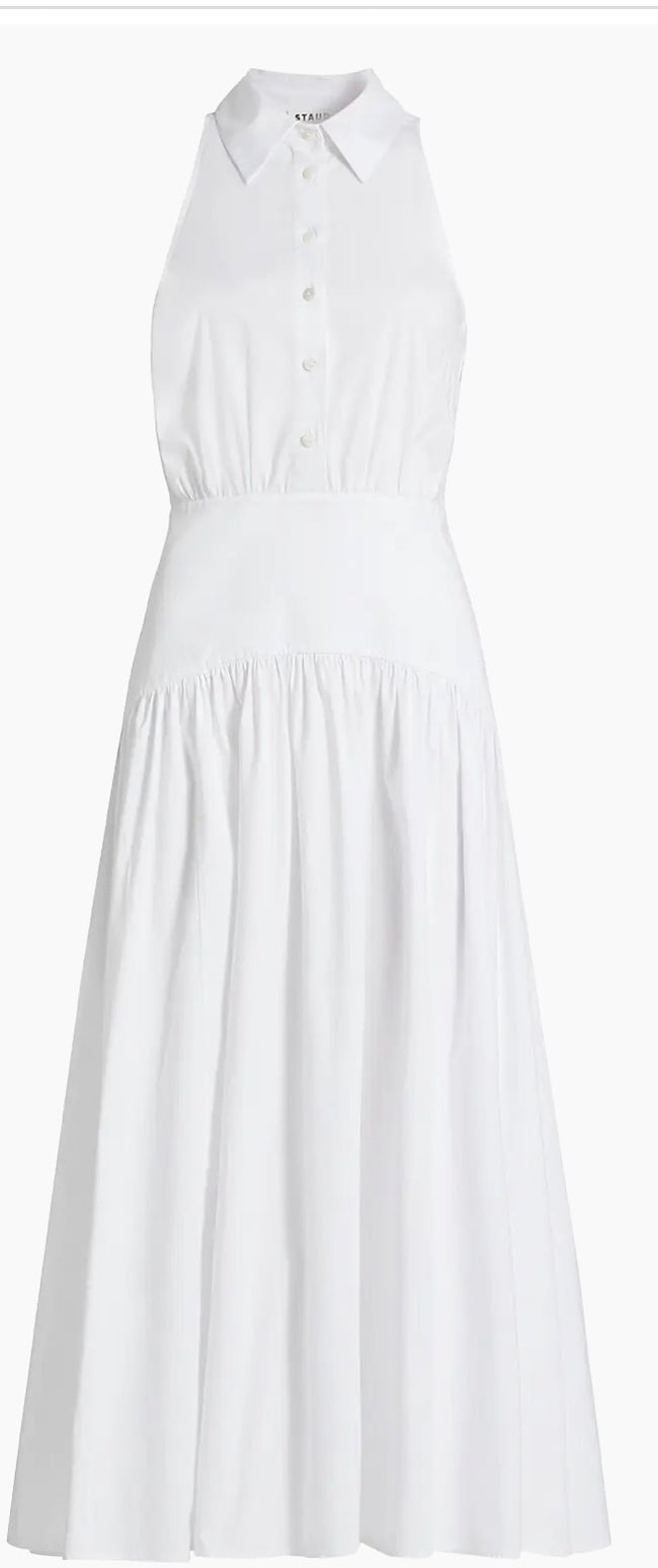 Staud Romy Stretch Poplin Fit & Flare Shirtdress
