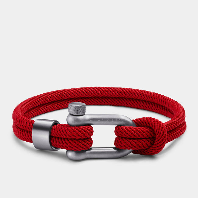 Alchor Platinum Red Brushed Bracelet