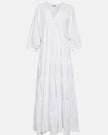 Juliet Dunn white poplin cotton maxi