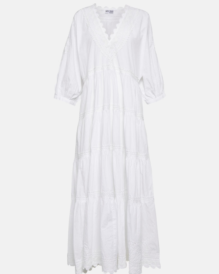 Juliet Dunn white poplin cotton maxi