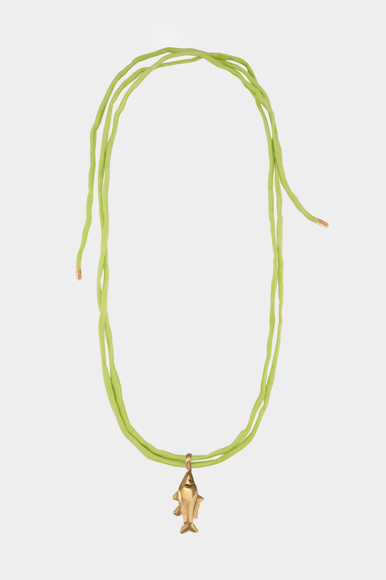 Lucky Fish on Raw Silk necklace