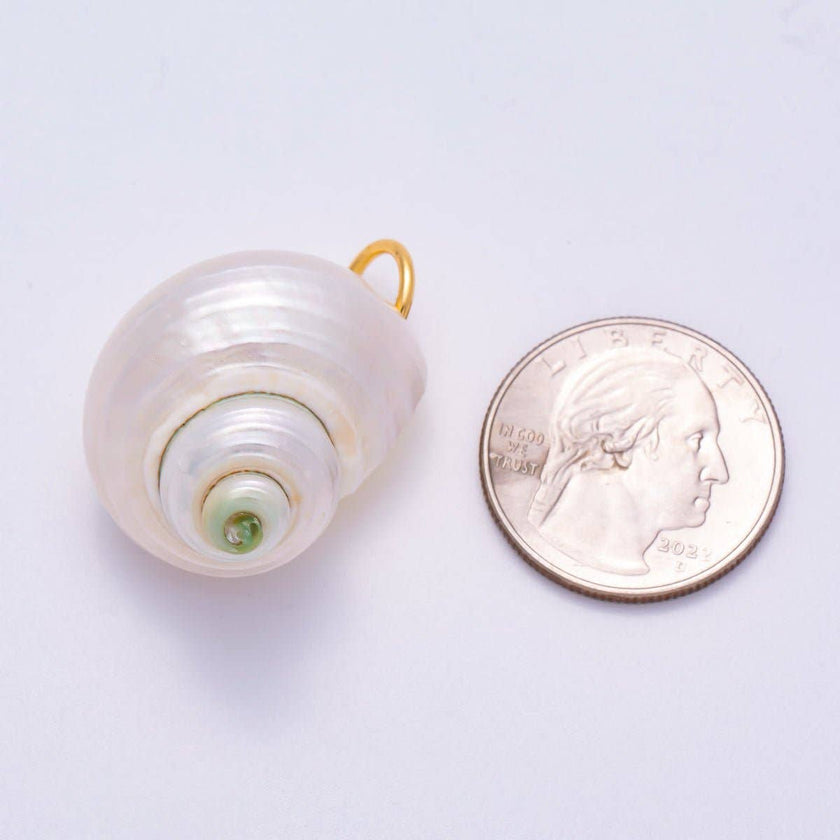 18K Gold Filled Freshwater Pearl Conch Sea Shell Charm