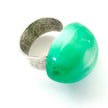 Kelly Green Marbled Moonglow Lucite Silver Cocktail Ring