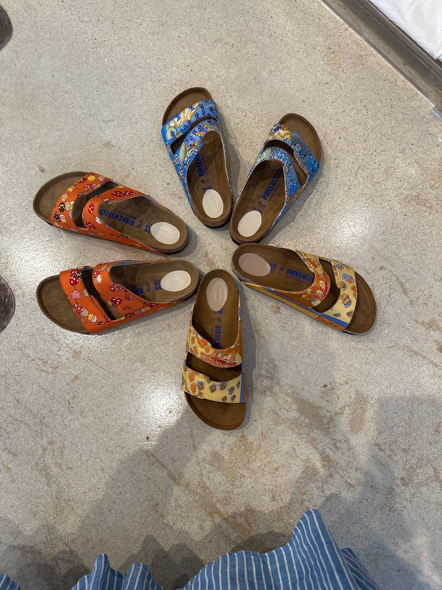 Artisan Made up-cycle designer silk scarf Birkenstocks.