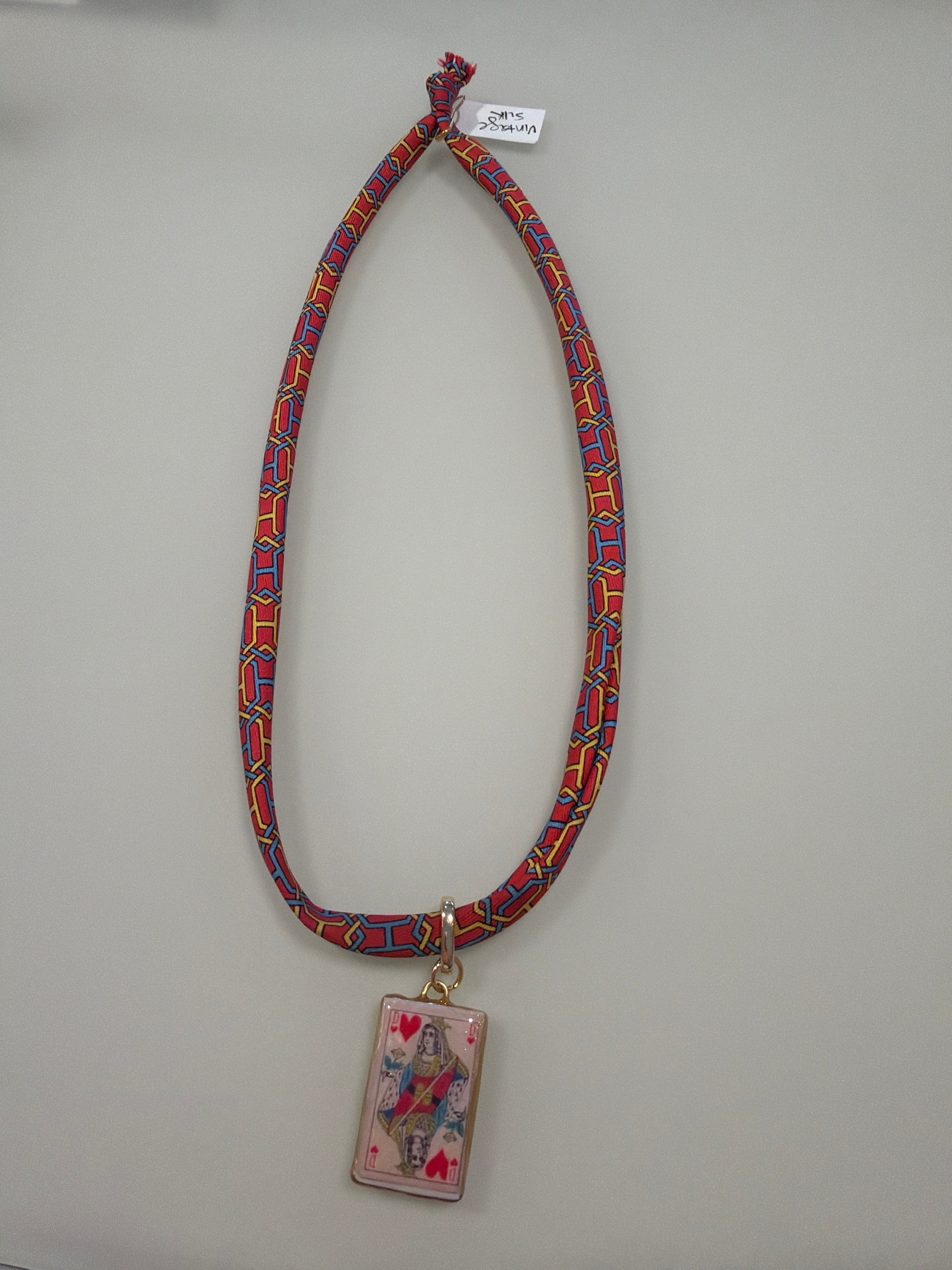 Repurposed silk scarf with charm