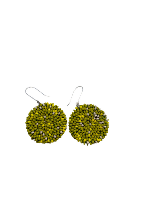 Claudia Fajardo Round Woven Disc Earrings - Yellow