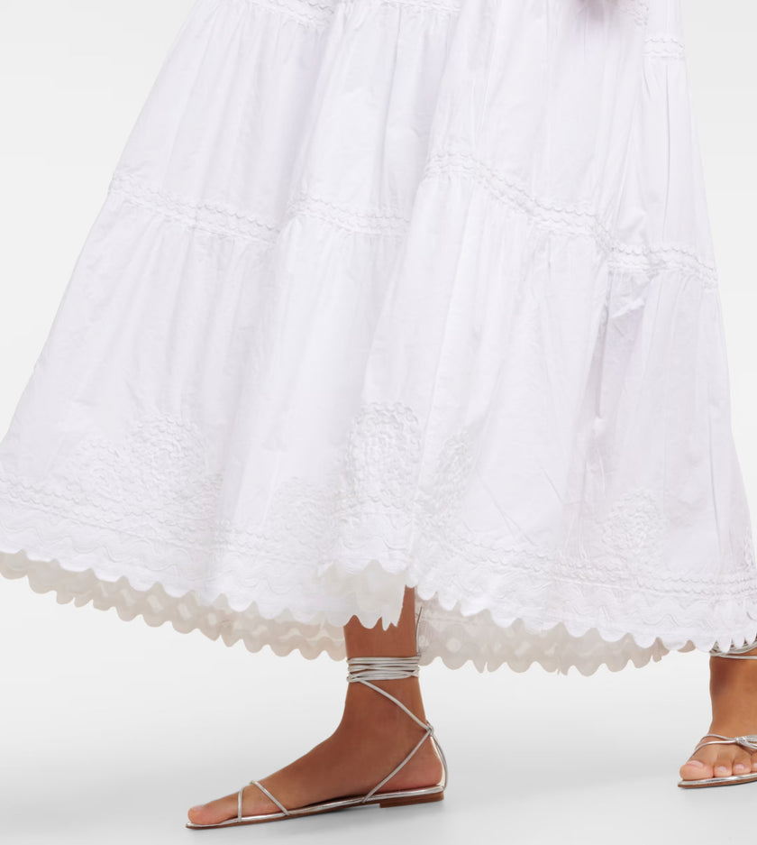 Juliet Dunn white poplin cotton maxi