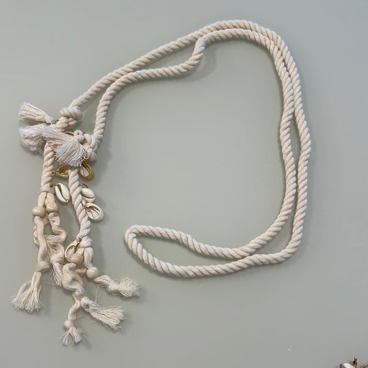 Knotted Natural Rope belt with shells