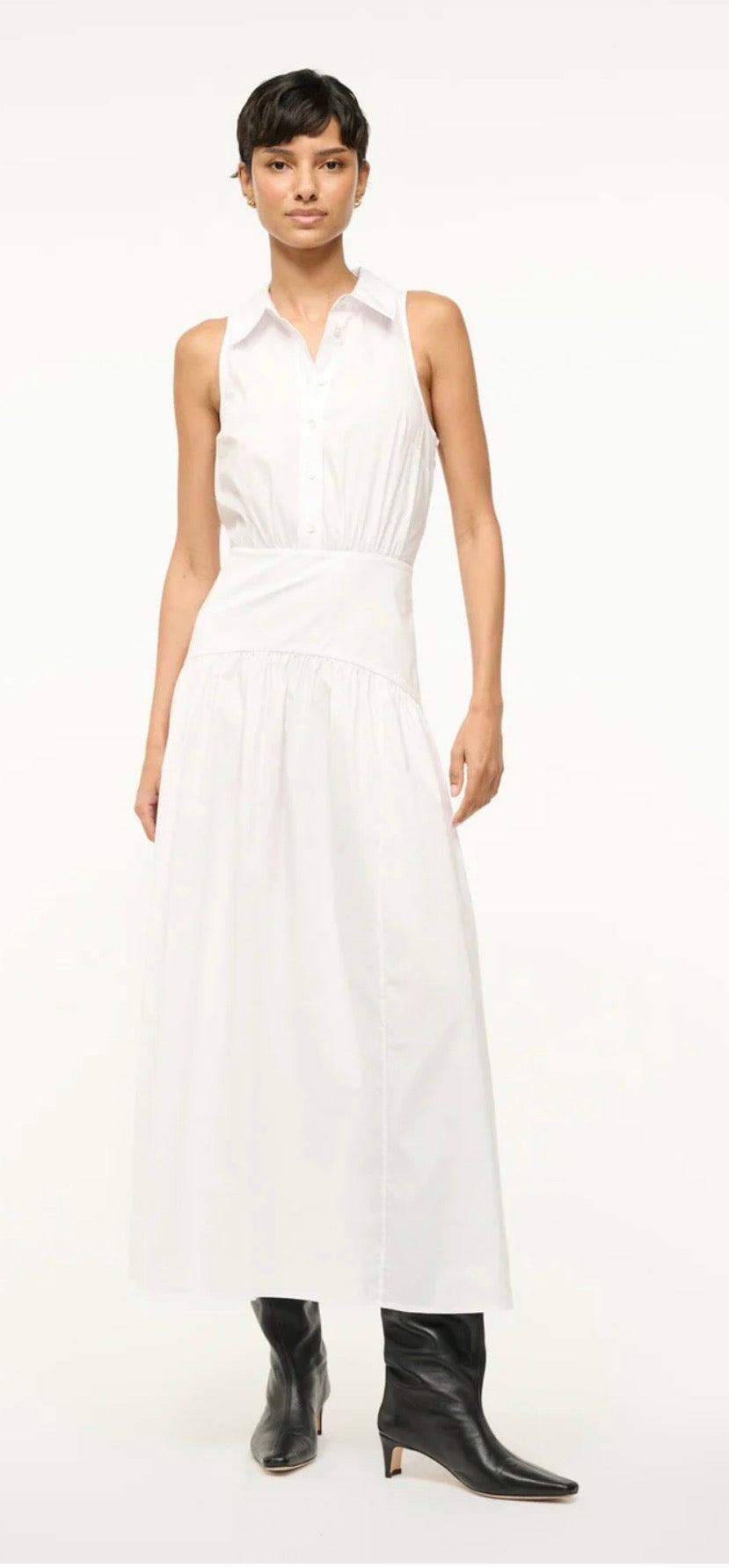 Staud Romy Stretch Poplin Fit & Flare Shirtdress