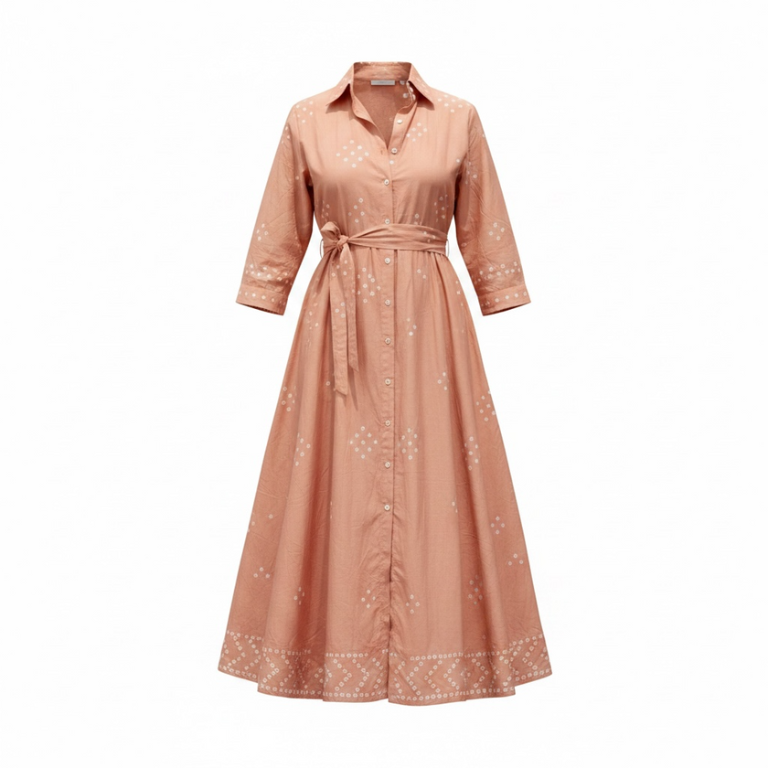 Seema Kahai Light brown Nila Bandini Shirt Dress
